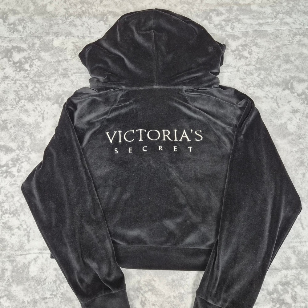 Victoria's Secret Velour Hoodie Women M Y2K‎ McBling Coquette Loungewear 2000s